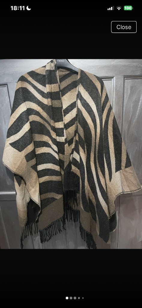 Preloved Next Large Animal Print Fringed Shawl- Excellent Condition