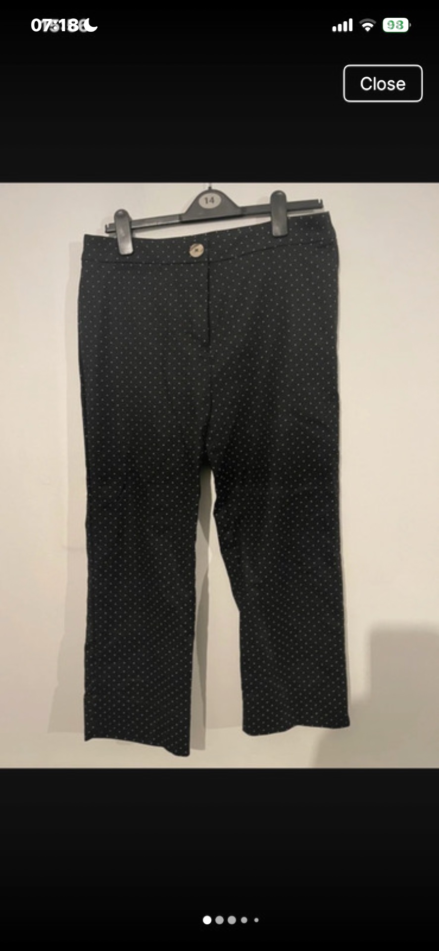 NWOT Black and White Polka Dot Slim Fit Tailored Trousers Size 14 Long – 33 Inch Leg