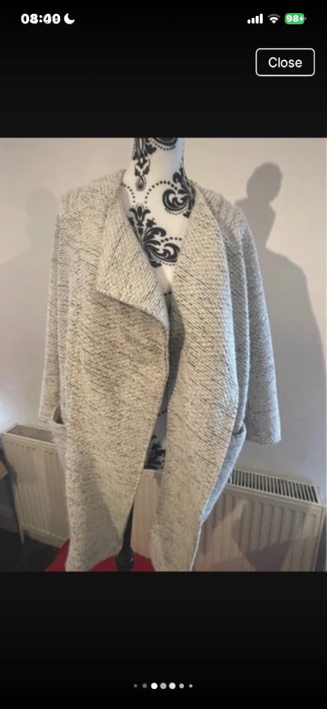 Size 12 Preloved Vintage River Island Oversized Tweed Jacket – Excellent