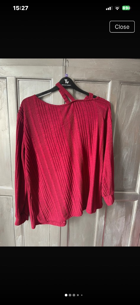 Red Burgundy Strappy Off the Shoulder Sweater- NWOT-2XL 18/20 - Very