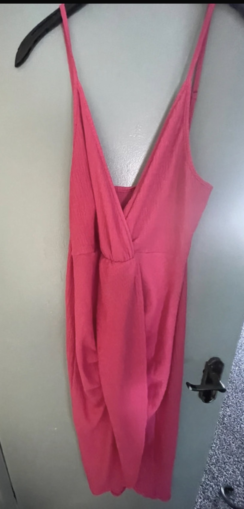 Shocking Pink Flattering Strappy Front Split Midi Sun Dress- NWT- Shein-XL-16
