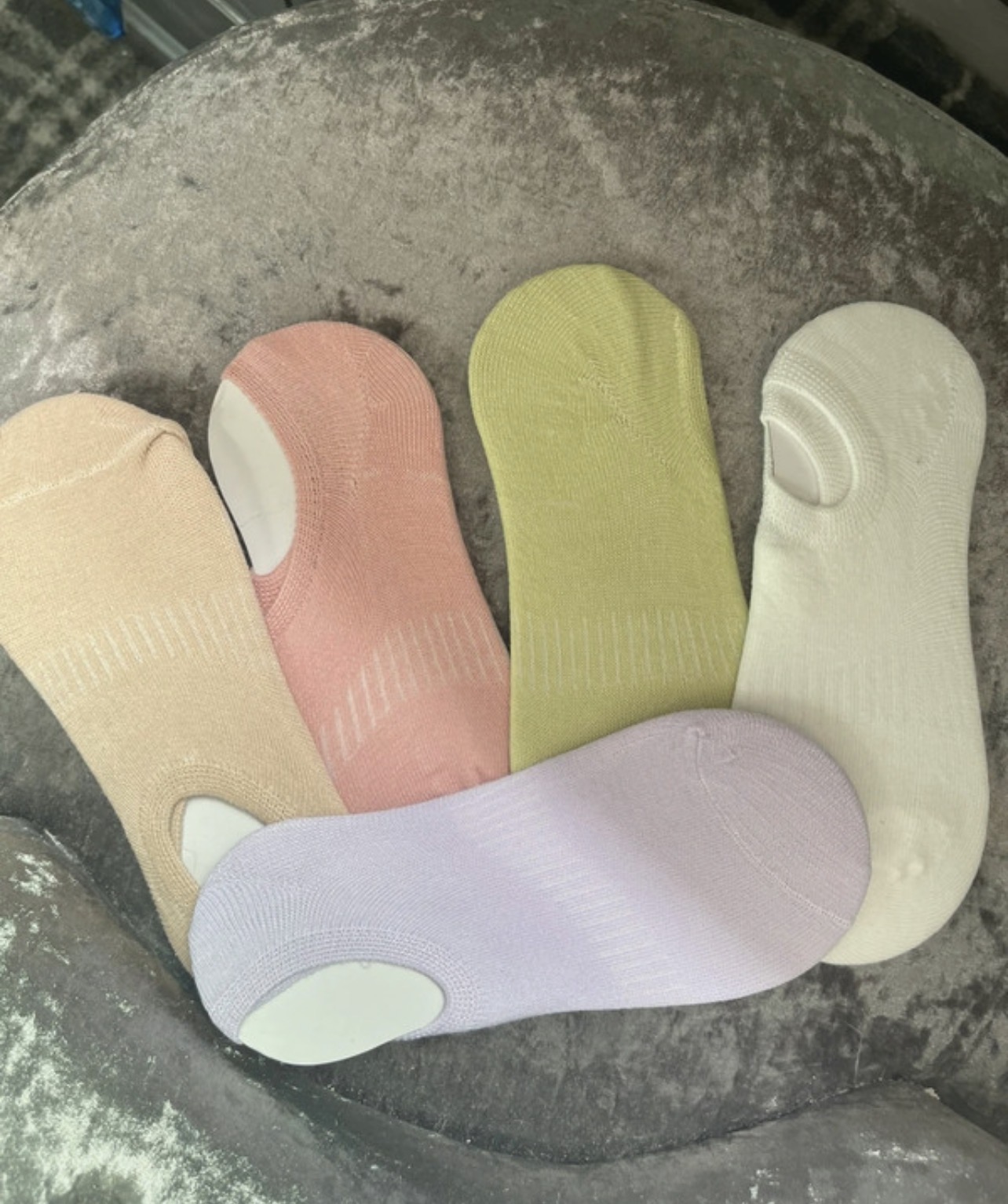 Set of 5 Pastel Cotton Trainer Socks- 4-7- Ladies- NWT