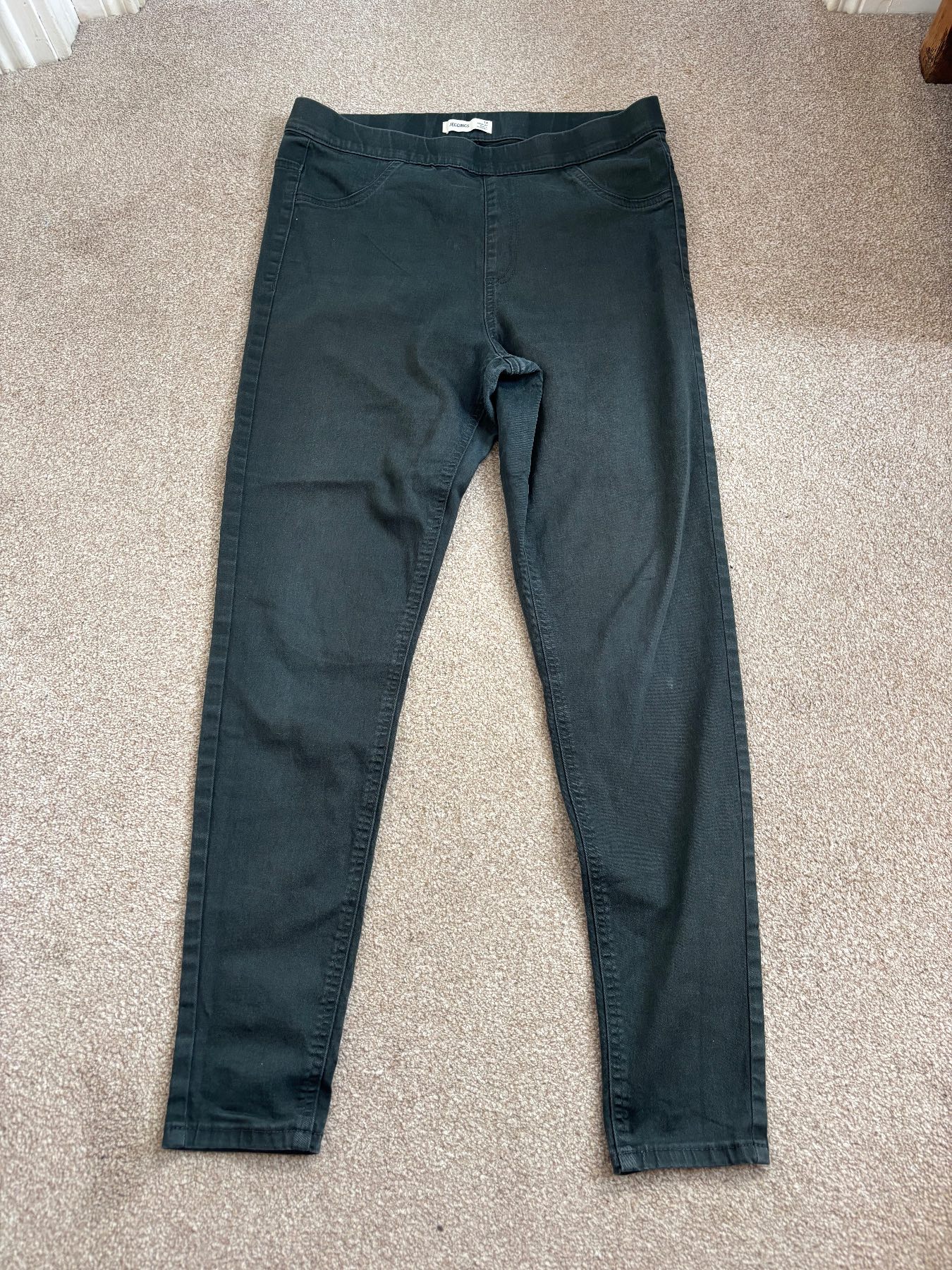 M&S Marks & Spencer Women's High Waisted Jeggings Size 14 Khaki Green Stretch