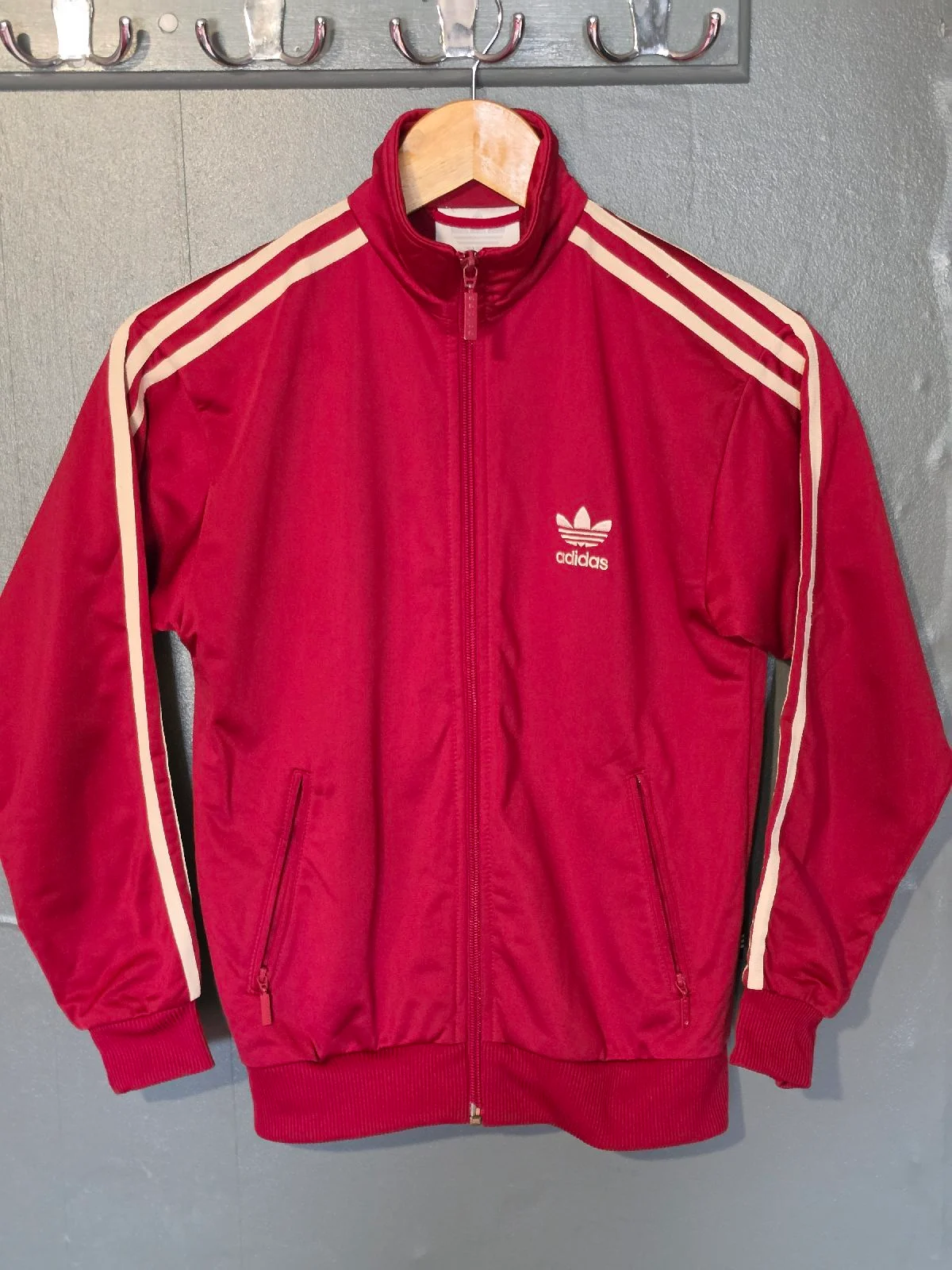 Vintage Kids Adidas Originals Firebird Track Jacket - Maroon / Cream - Size 10 Years (D140)