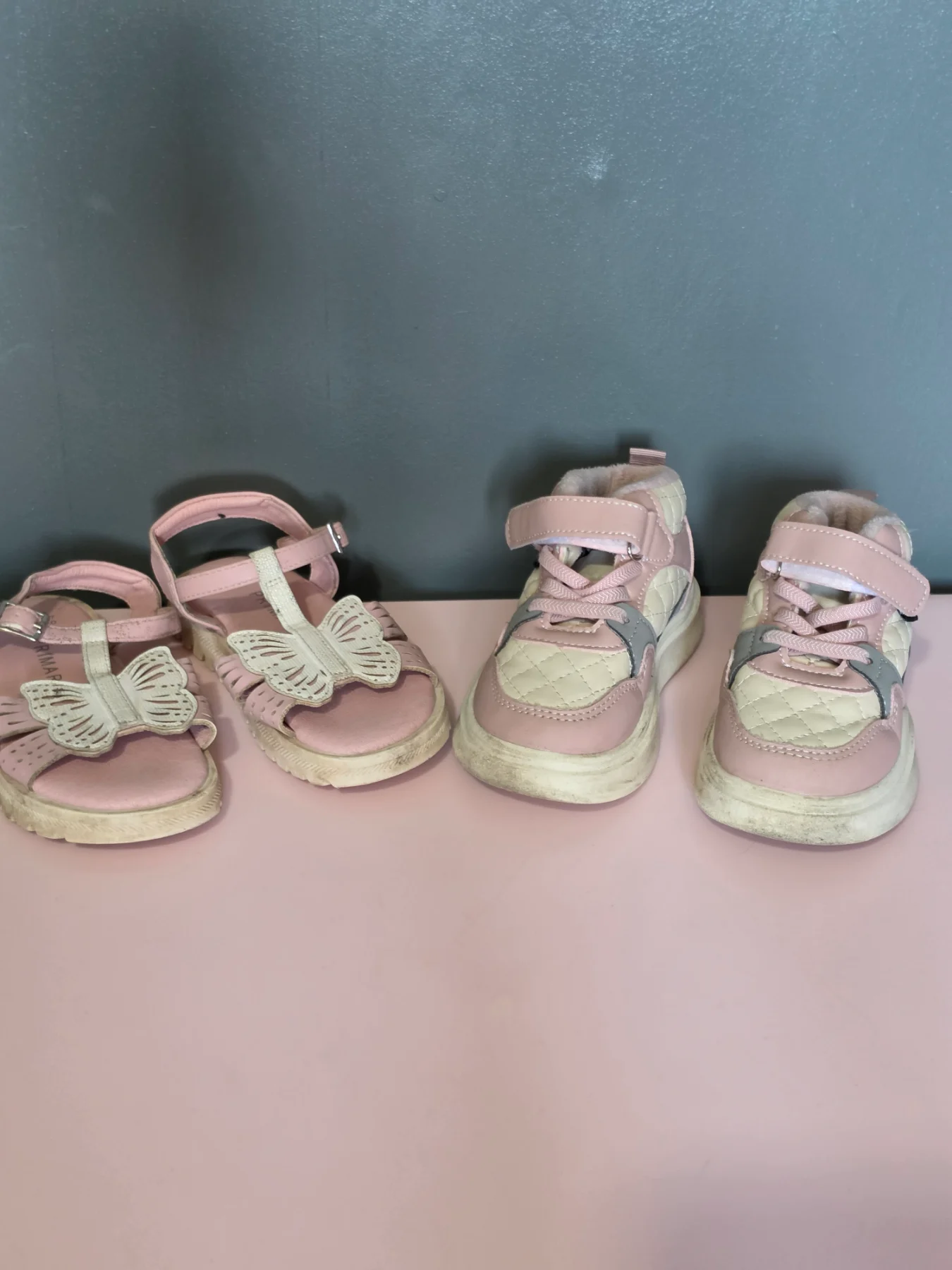 Girls Primark Pink Shoes Bundle - Sandals & Quilted Trainers - Size UK 9 (EUR 26)