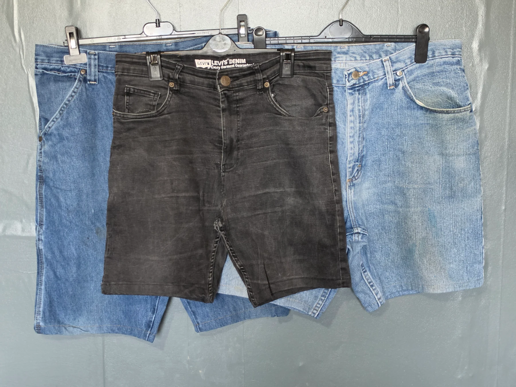 Vintage Wrangler & Levi's Denim Shorts Bundle | Size 36 Carpenter Jorts Lot 3-Pack