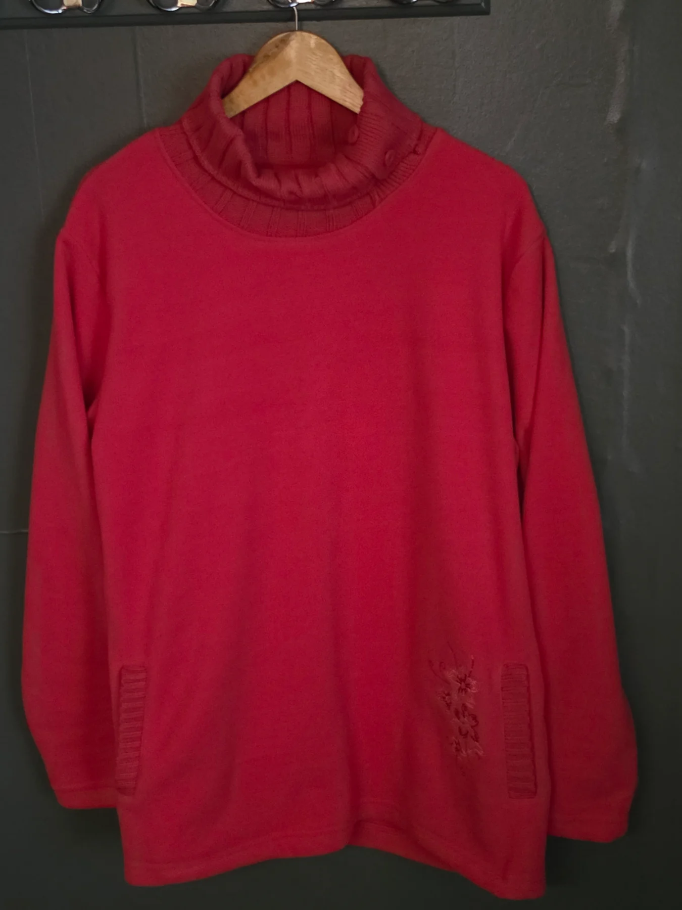 Atlas for Women Fuchsia Pink Fleece Jumper High Neck Pockets UK 16-18
