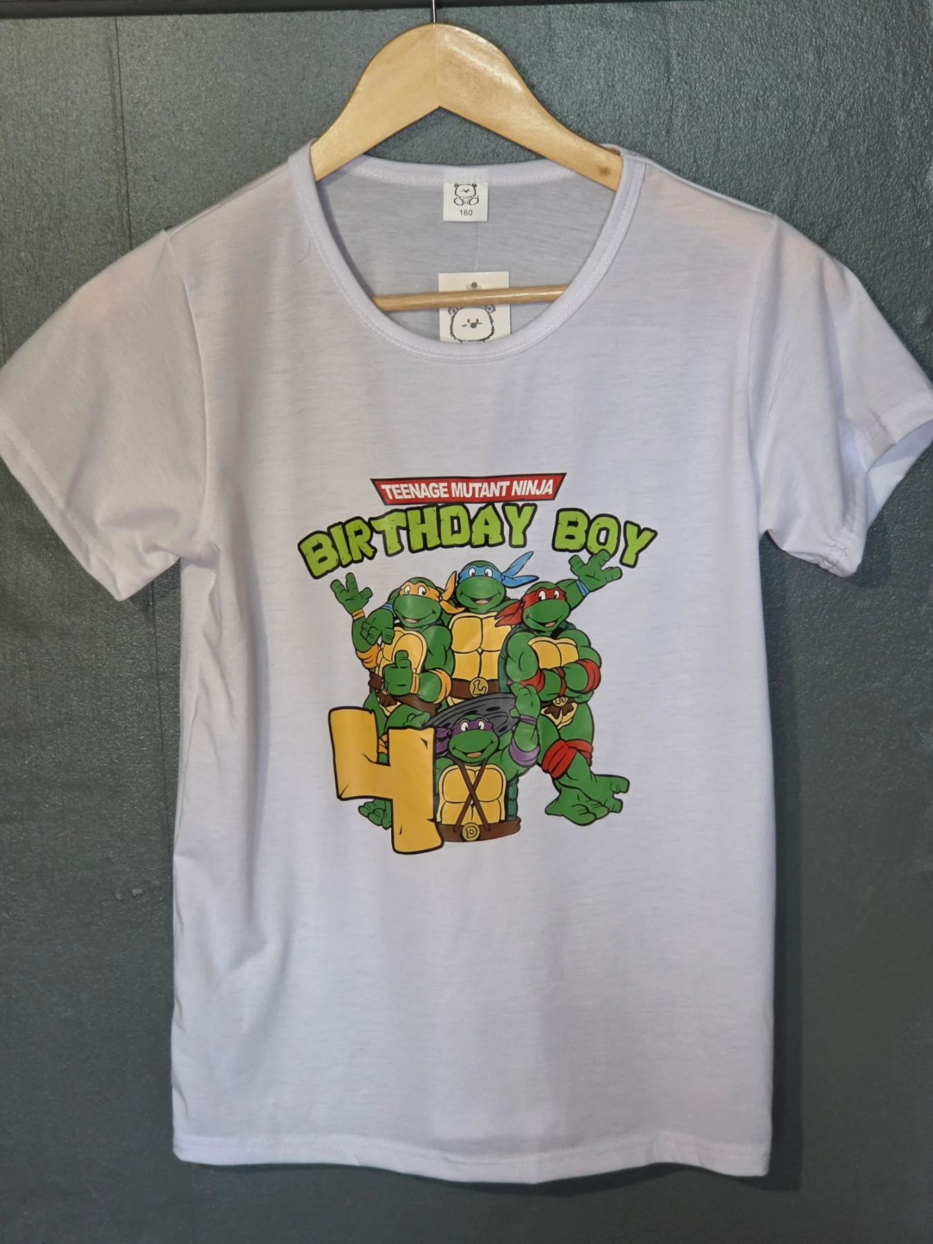 Oversized TMNT 4th Birthday Boy T-Shirt | Size 160 (Age 13-14) Fits As T-Shirt Dress / Sleep Shirt