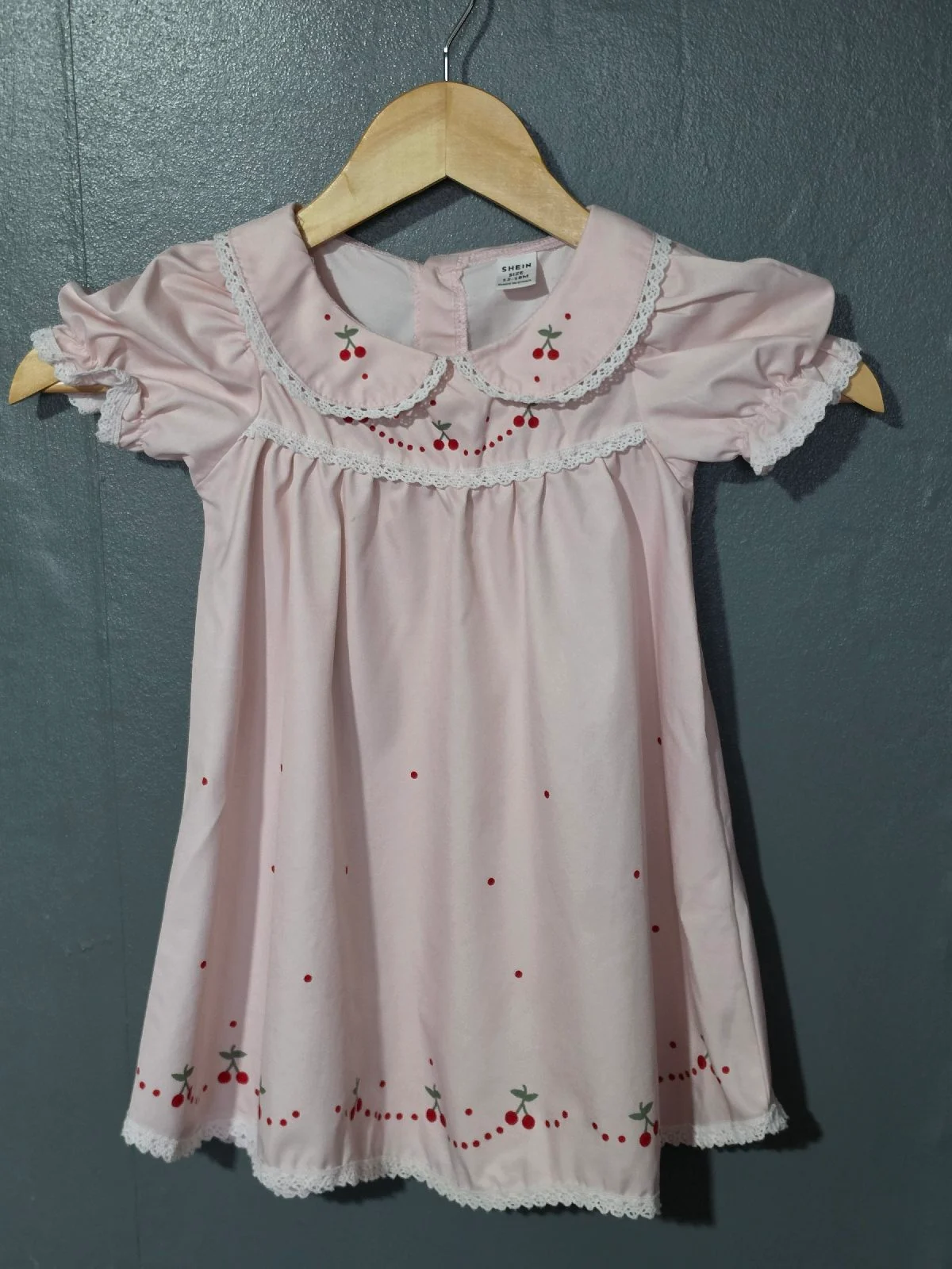 SHEIN Baby / Toddler 12-18 M Girl Pink Cherry Embroidered Dress