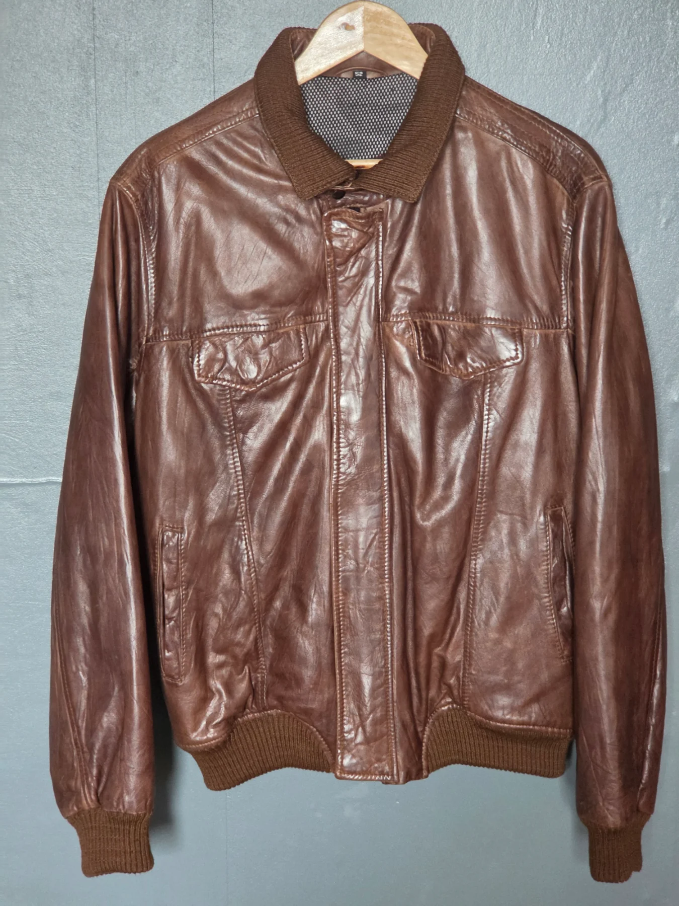 Vintage Two Switzerland Men's Brown Leather Bomber Jacket - Size 52