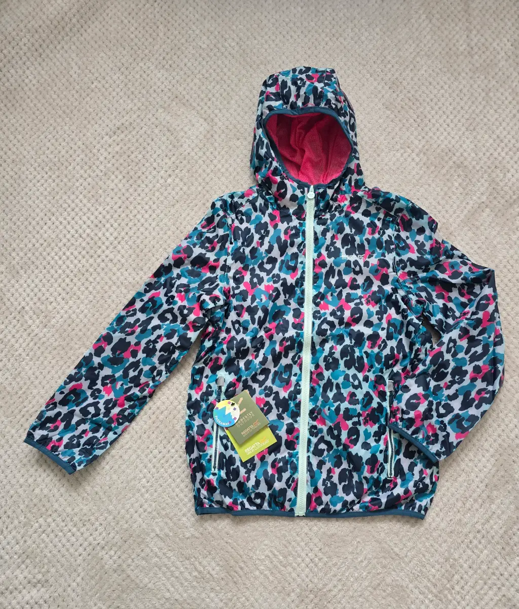 Regatta Junior Lightweight Jacket Printed Lever BlchAqaAniPr