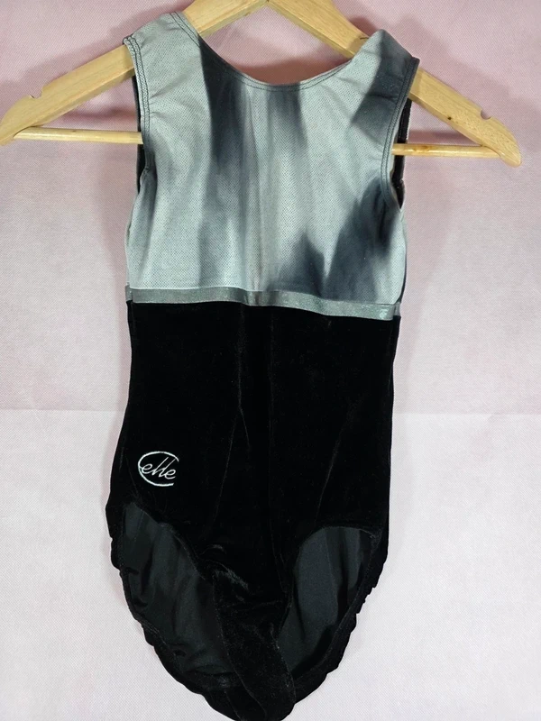 Chelle Sport Black Velvet Ombre Gymnastics Leotard Size 32 AXS 10-11 Years
