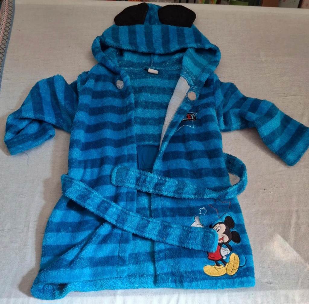 Preloved Disney Mickey Mouse Toddler Fleece Dressing Gown Age 18-24 mths