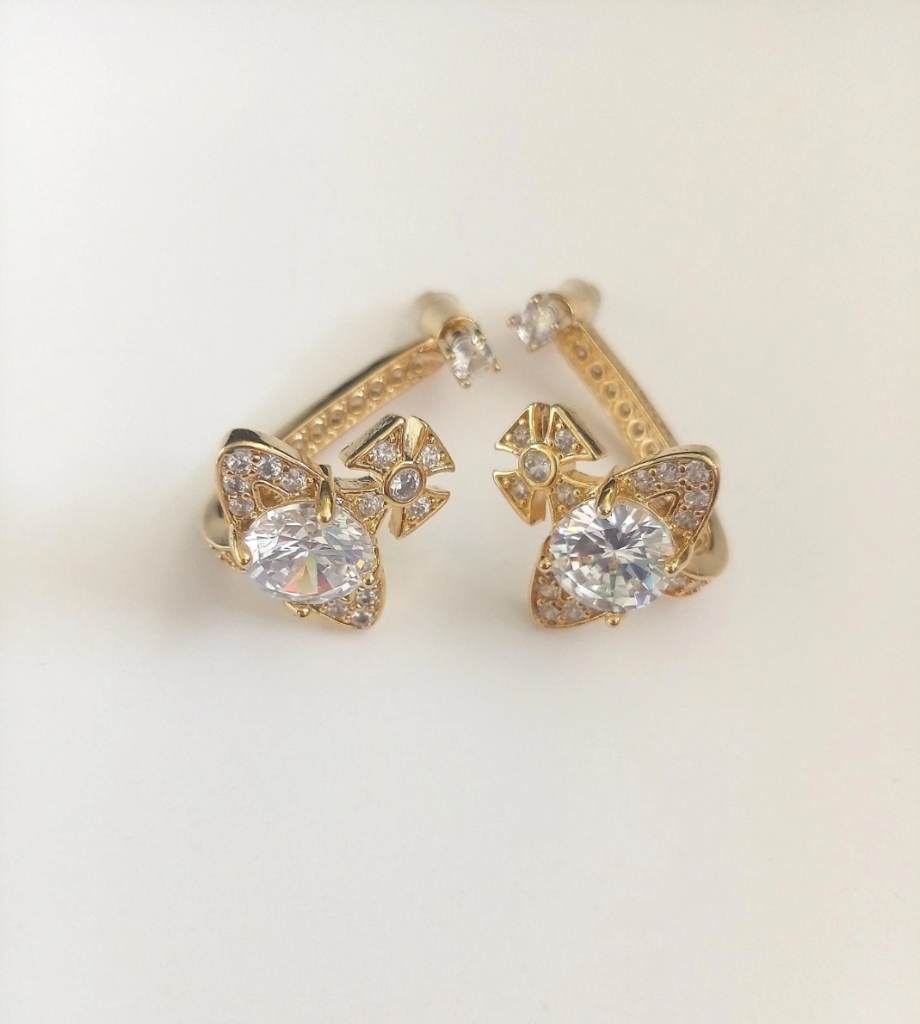 sparkly Diamanté earrings gold y2k