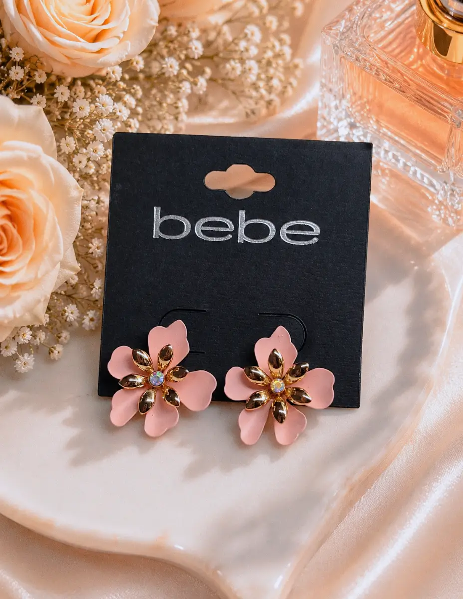 BEBE floral pink stud earrings