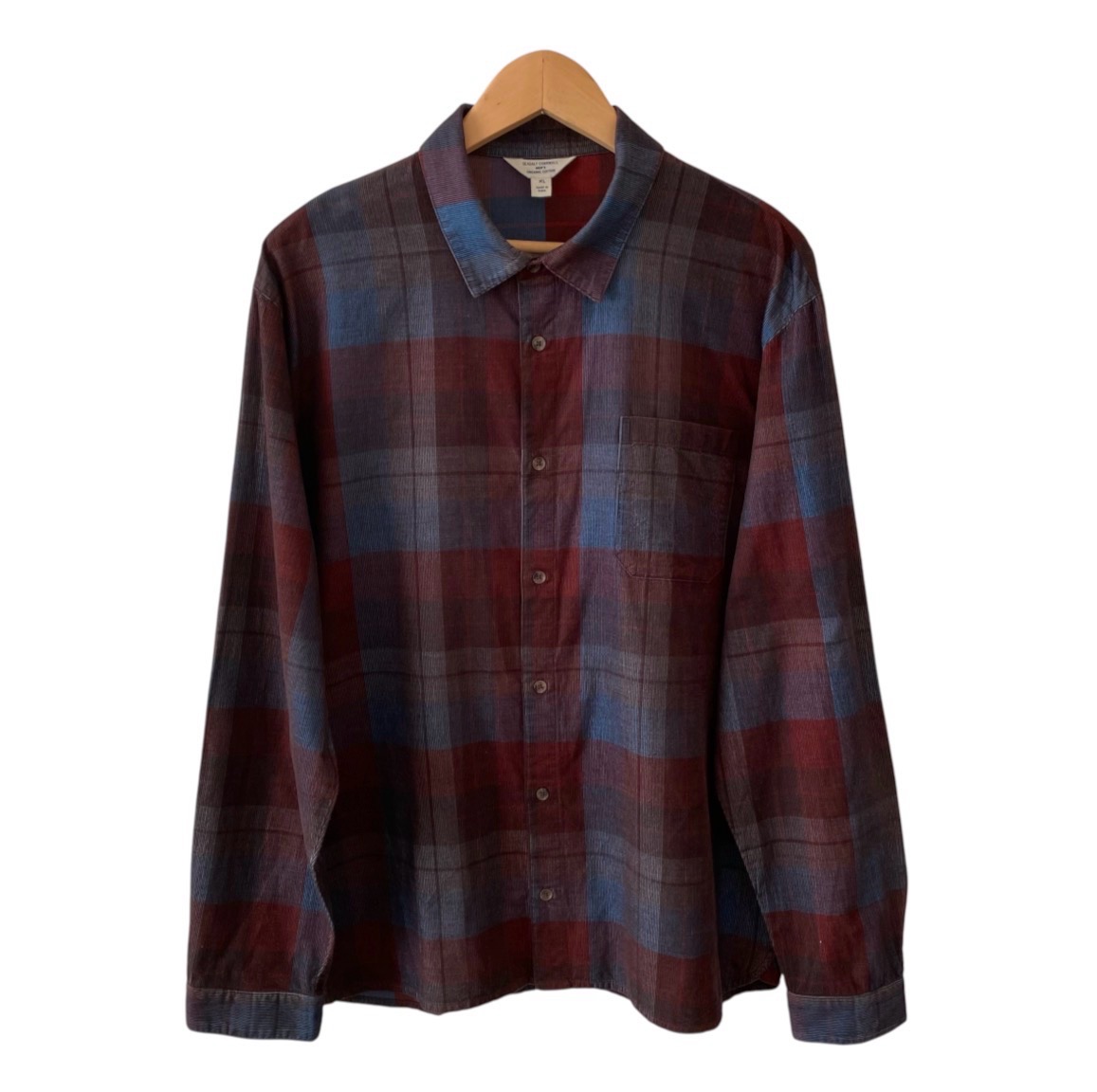 Seasalt Cornwall Shoreman Corduroy Plaid Shirt Men's XL Long Sleeve Button Up