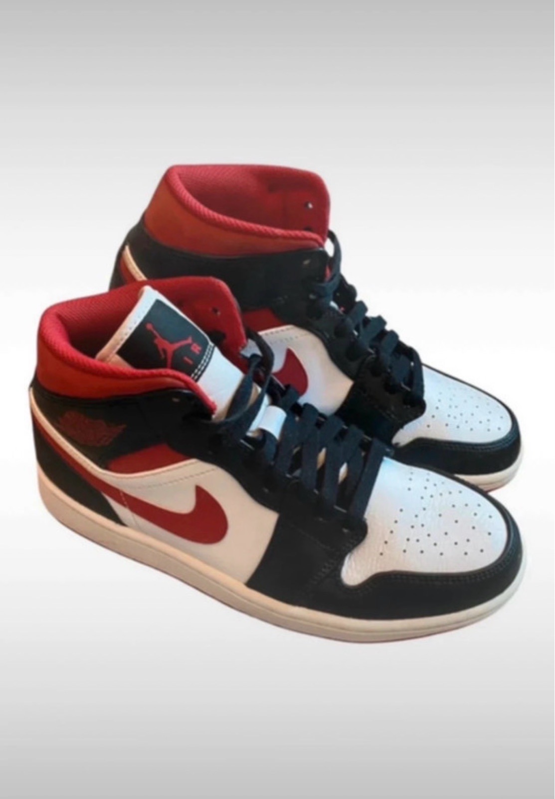 Nike Air Jordan 1 Mid Black Gym Red White Mens UK 6 EU 40 Trainers Basketball