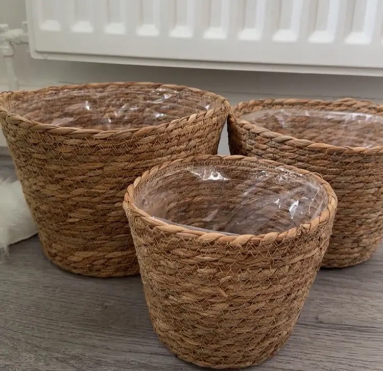 3pcs grass woven flower pots