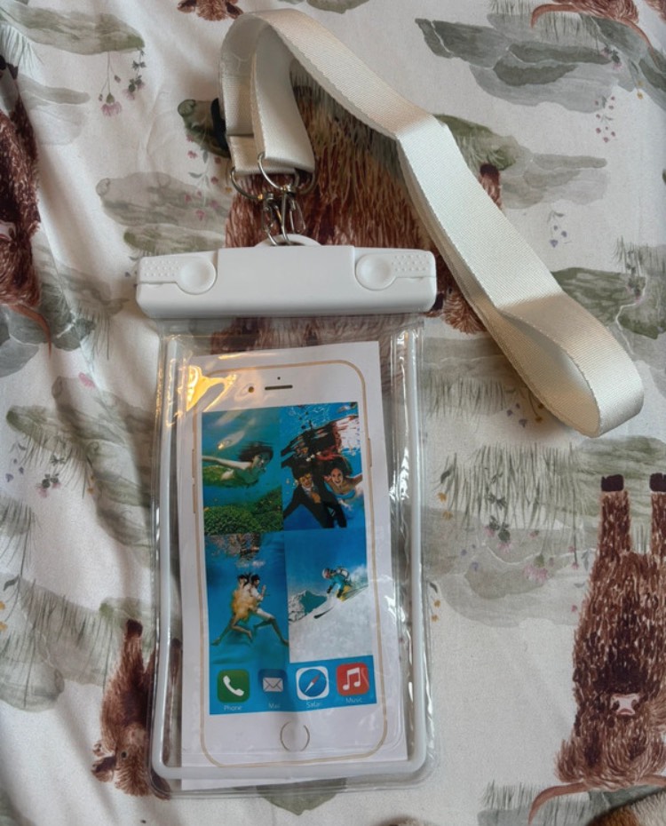 White phone case holder with strap