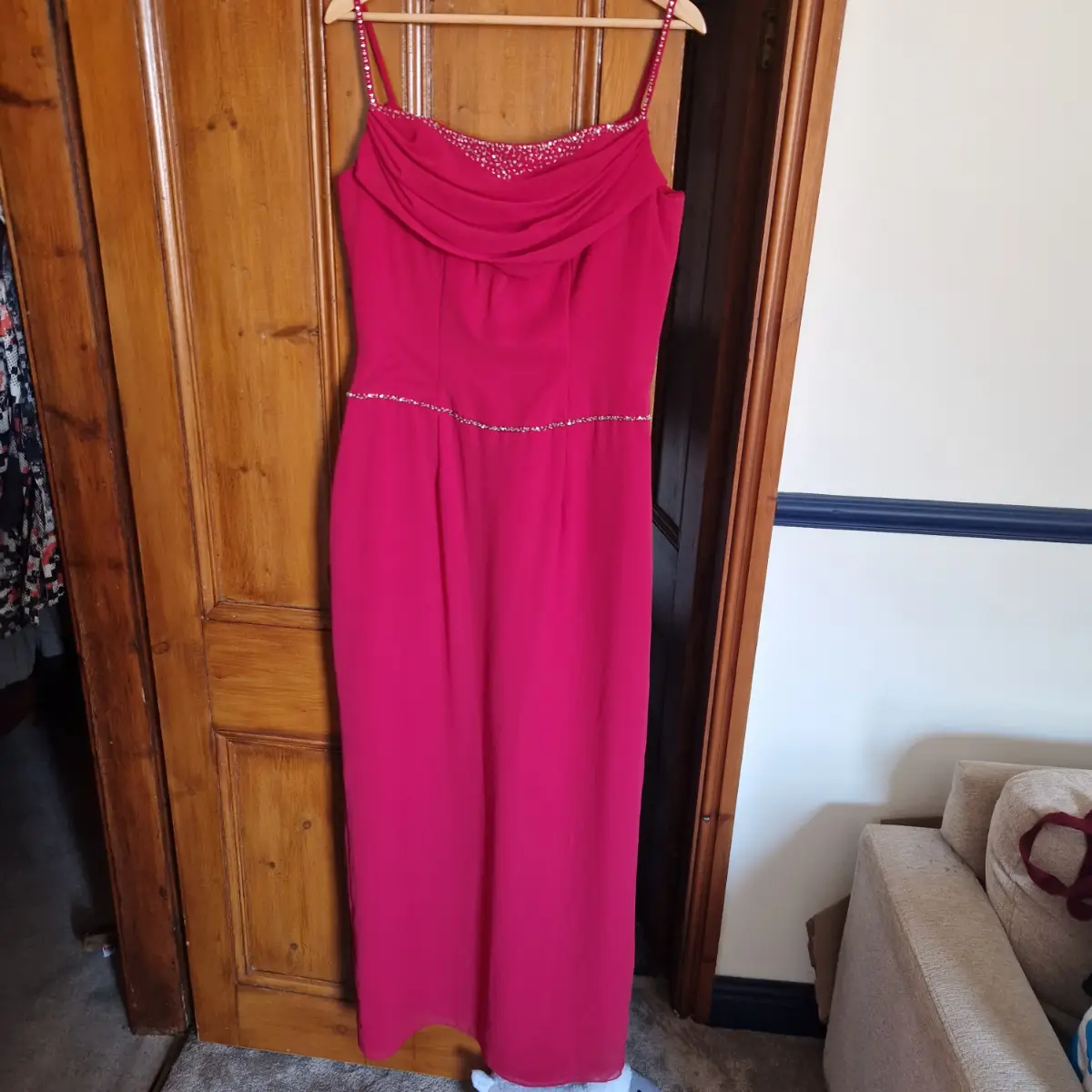 Romantica Red Maxi Occasion Dress UK 16 Beaded Wedding Guest Mother of the Bride Formal Evening Gown