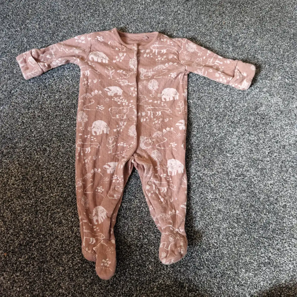Next Baby Woodland Animal Sleepsuit – Brown – Up to 3 Months