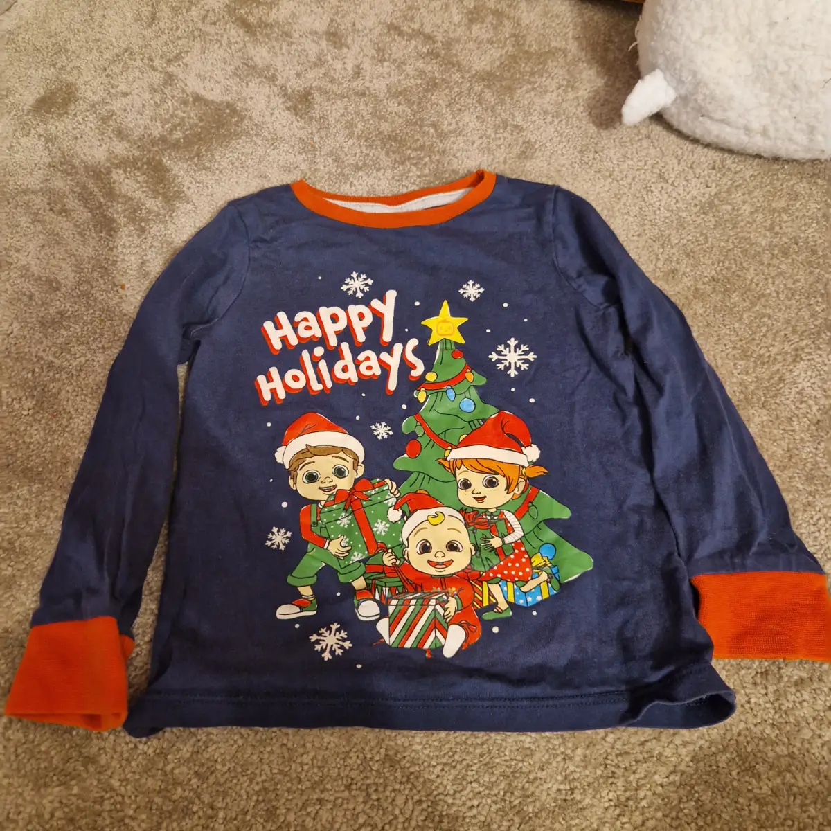 TU Cocomelon Happy Holidays Christmas Pyjama Top 2-3 Years Blue Long Sleeve PJ Top