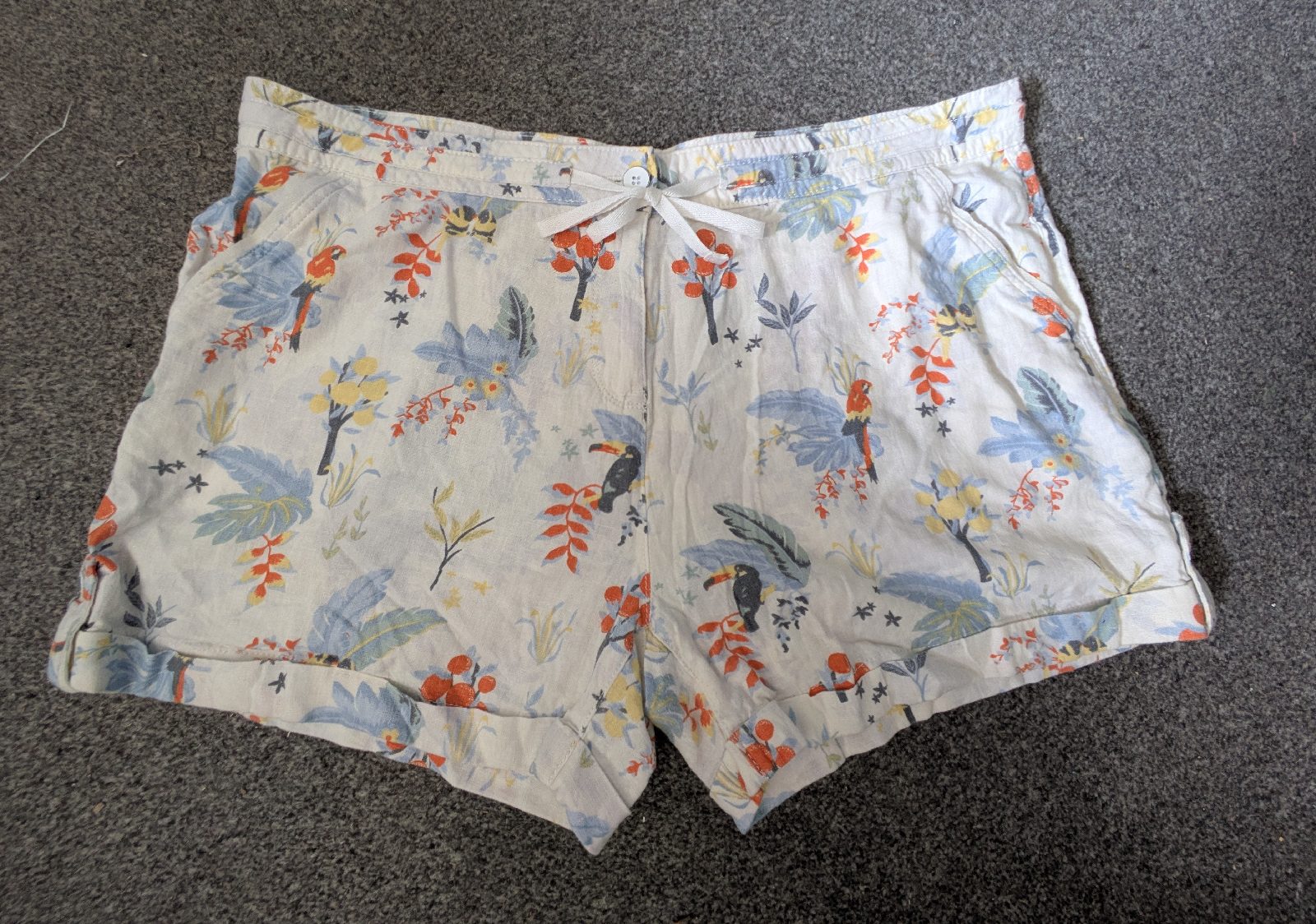 NEXT Linen-Mix Tropical Print Shorts | Size 18 | Holiday Summer