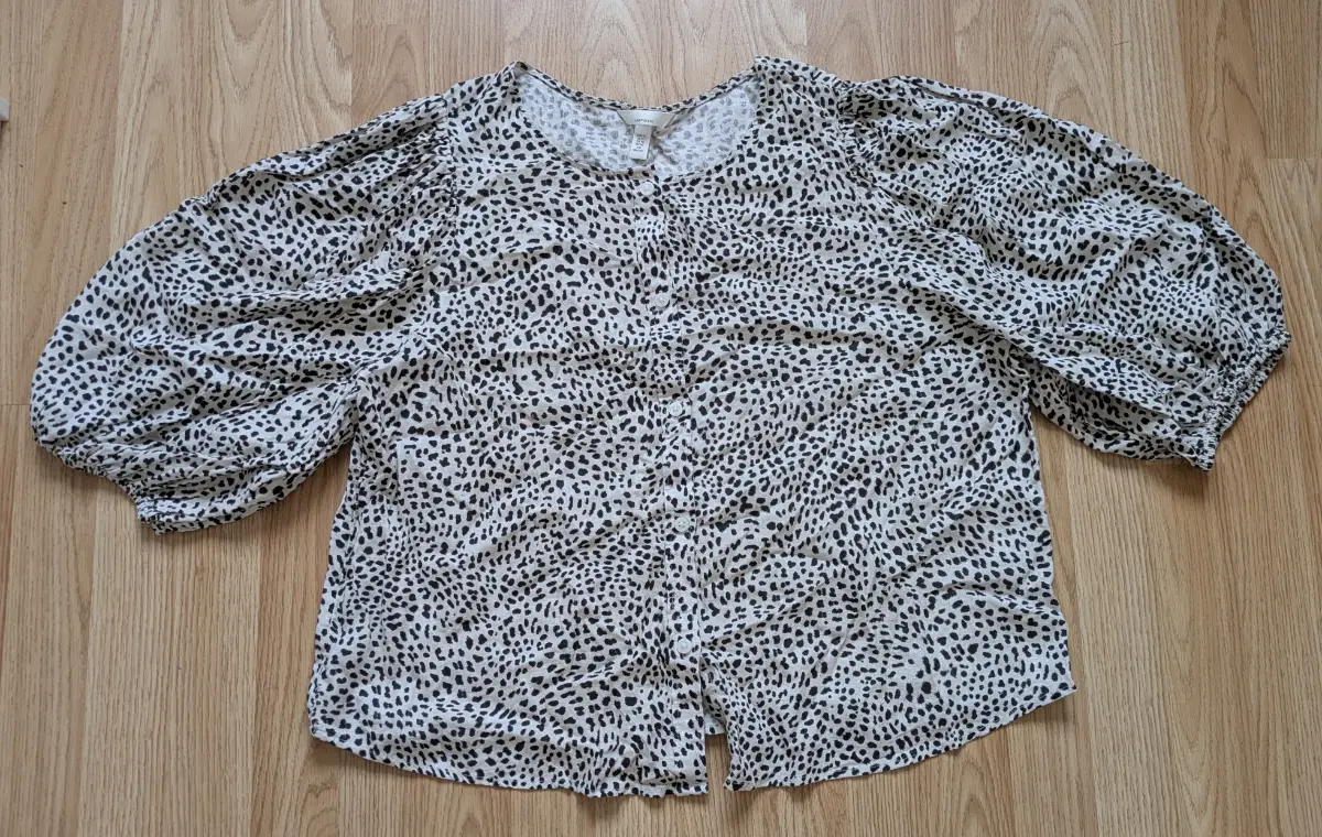 H&M Leopard Print Linen Mix Blouse | Size XL / UK 16–18