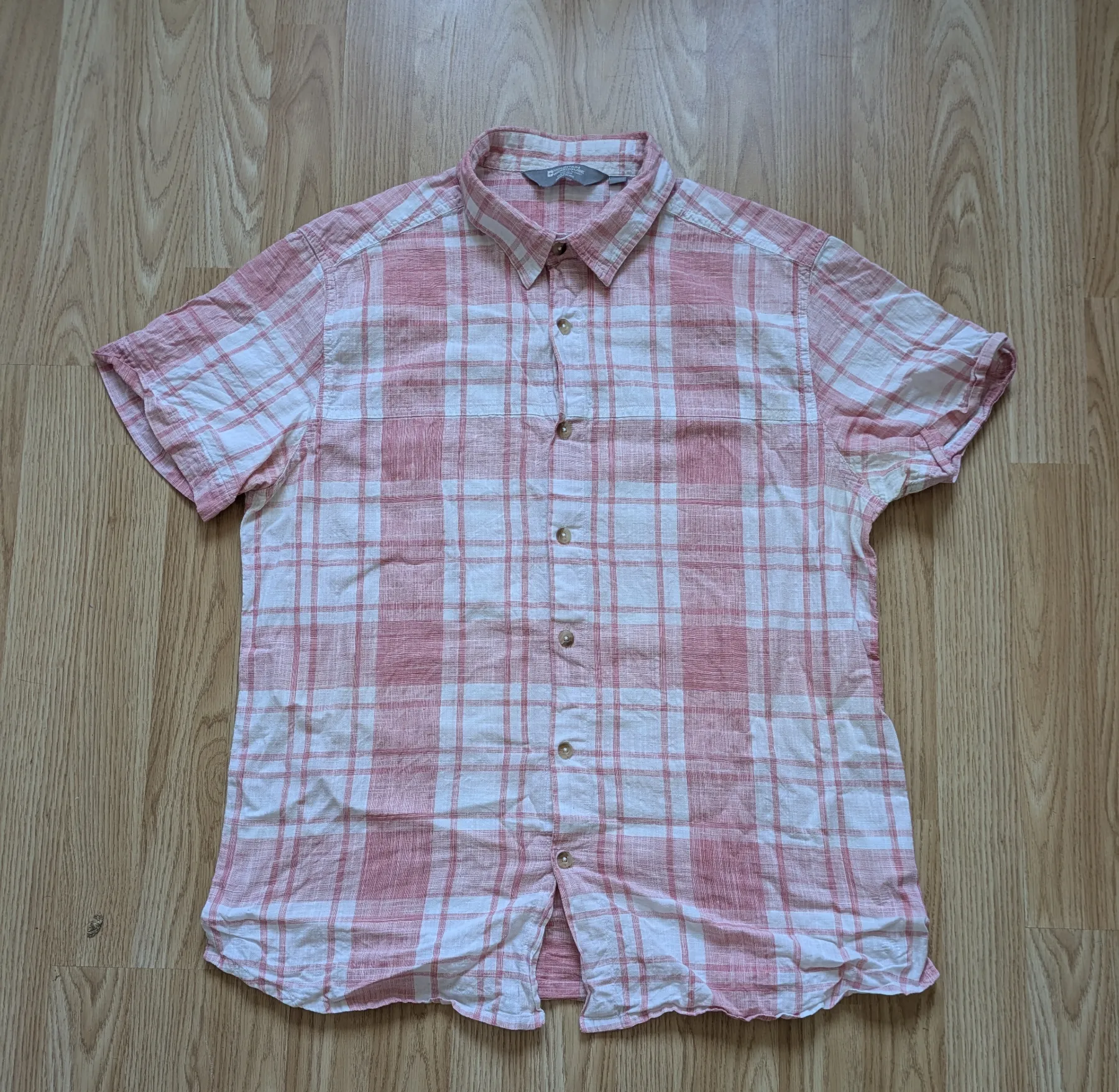 Mountain Warehouse Size L/G (UK 12/14) Pink White Check Short Sleeve Shirt