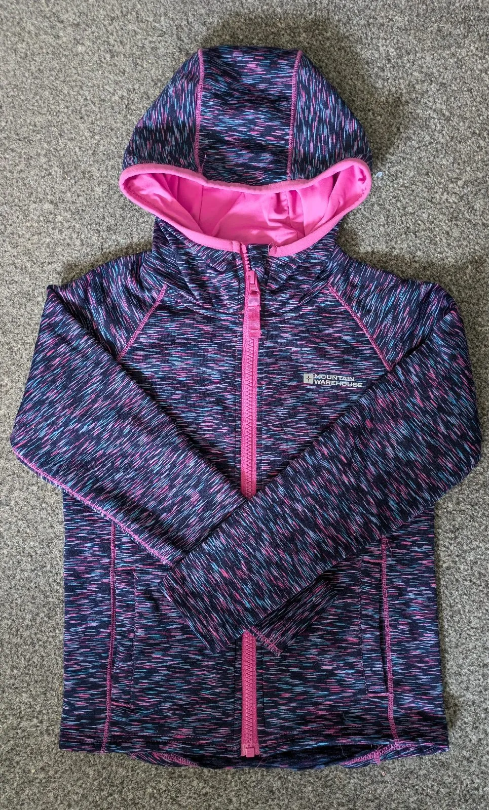 Mountain Warehouse Kids Hooded Fleece Jacket | Age 7–8 | Pink & Navy
