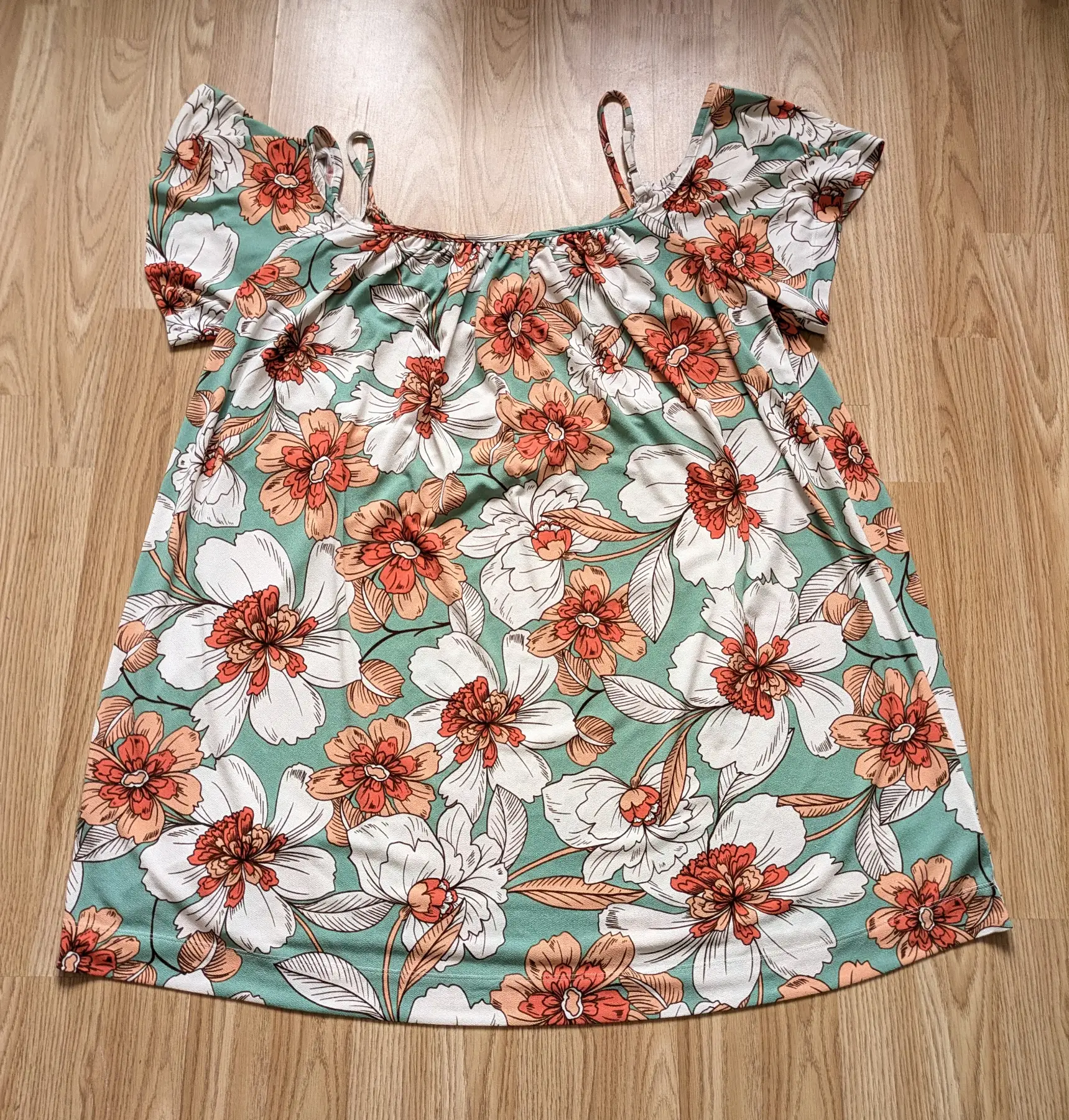 Next Sage Green Floral Cold-Shoulder Top | Size UK 18