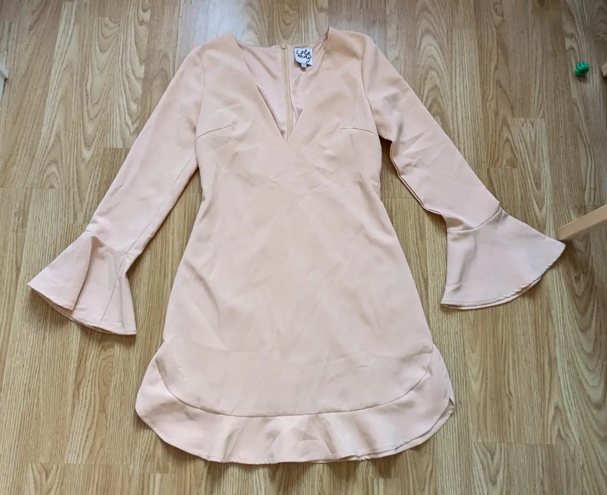 Lola May Blush Pink Flute Sleeve Dress | Size UK 8