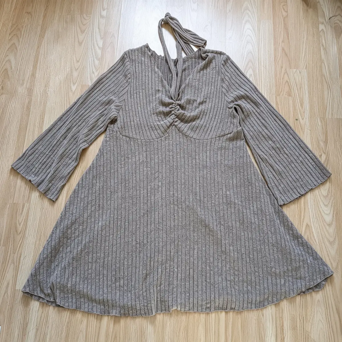 Shein Curve Brown Ribbed Knit Dress - Size 26 UK (4XL)