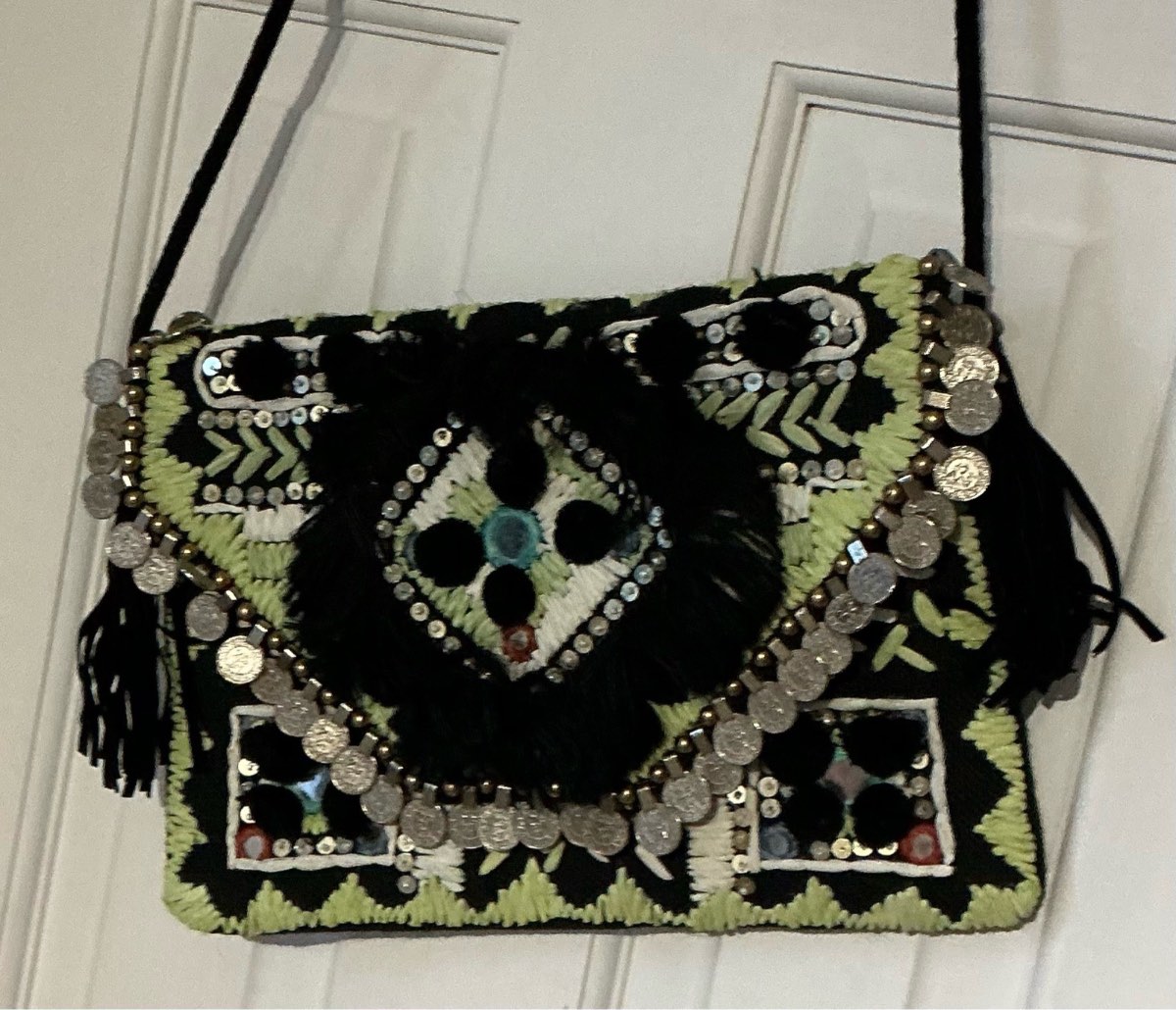 Boho Style Embellished Tassels Coin Clutch or Shoulder Bag - Holiday Ibiza Festival Vibe
