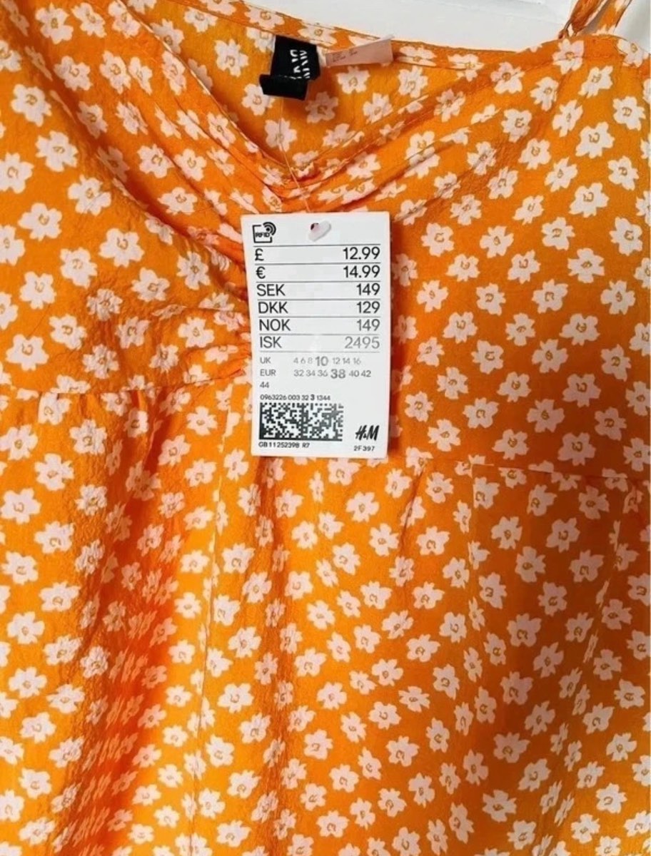Women’s Orange Ditsy Floral Print Slip On Summer Dress UK Size 10 H&M Summer Holiday BNWT