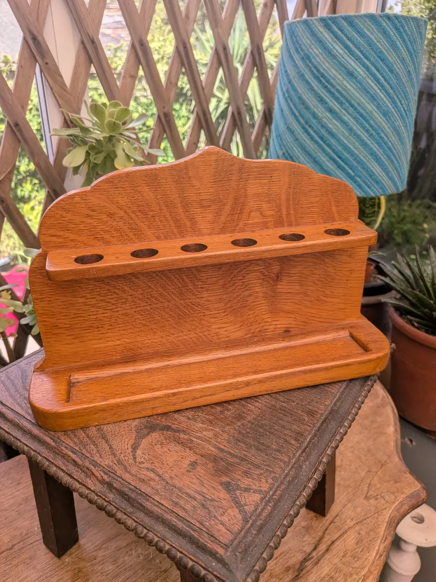 vintage 18x30cm wooden pipe rack