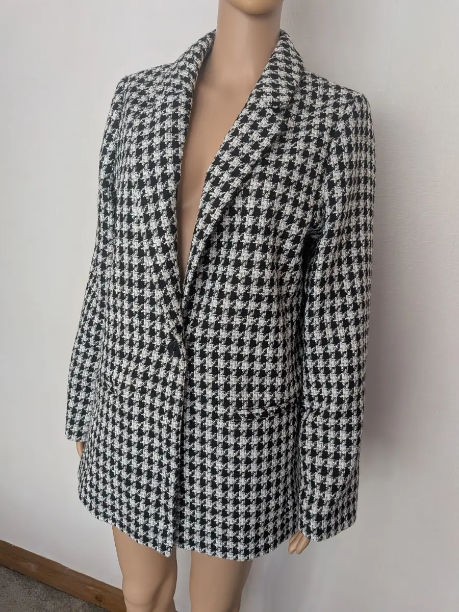 Black White Houndstooth shorts suit Women’s Tweed Jacket and shorts