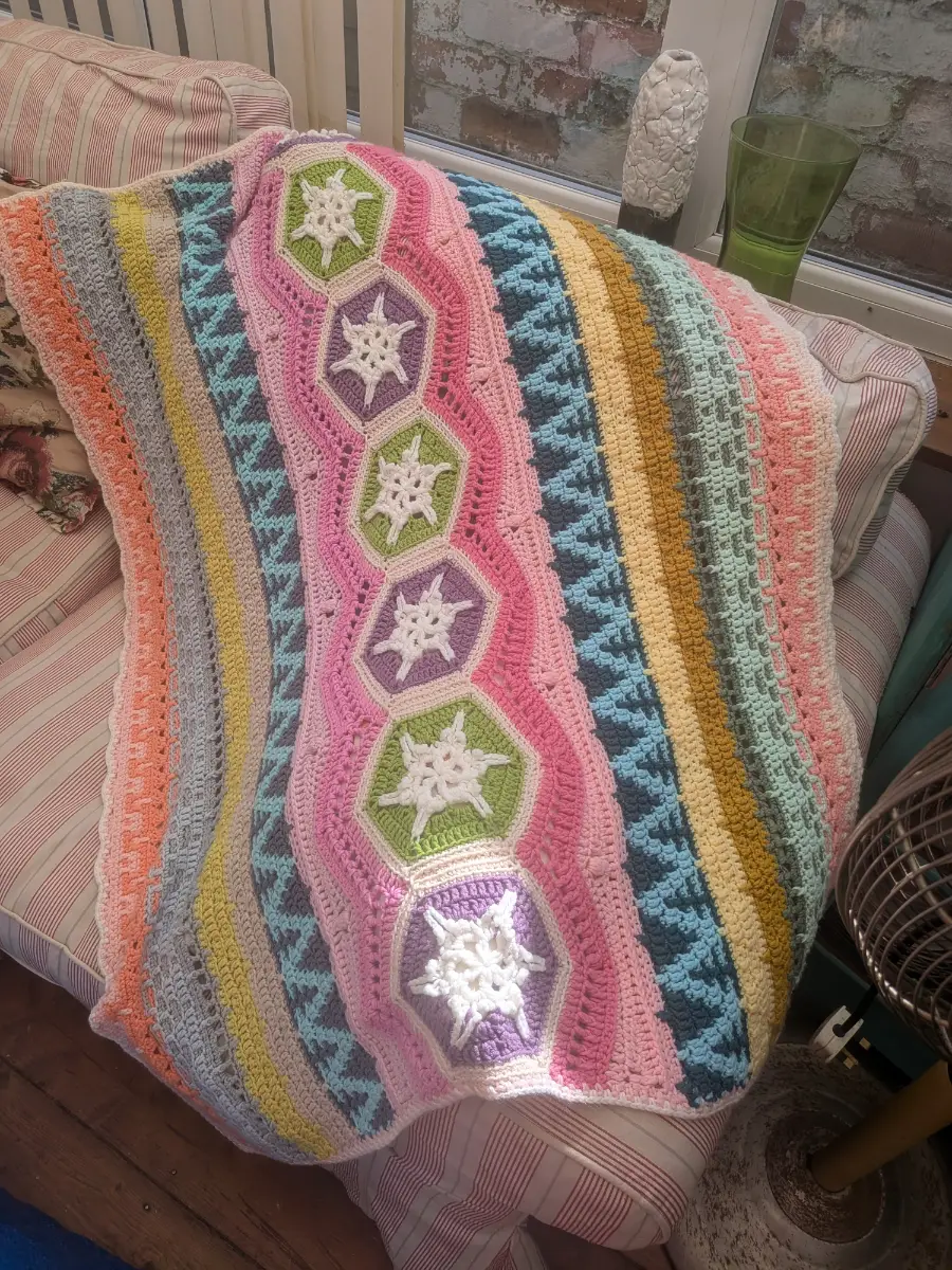 39" x 51" colourful Crochet Blanket Throw