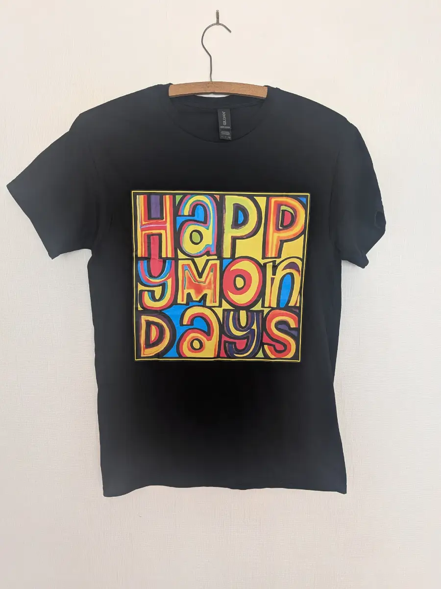 Happy Mondays Black and multi colour Light cotton t shirt uk small Gildan