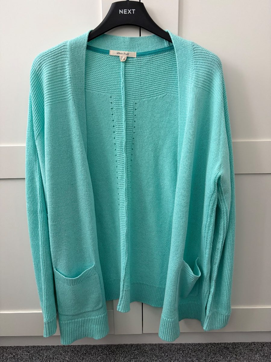 Beautiful Turquoise/Light Blue White Stuff Tiana Open Neck Cardigan Size 14