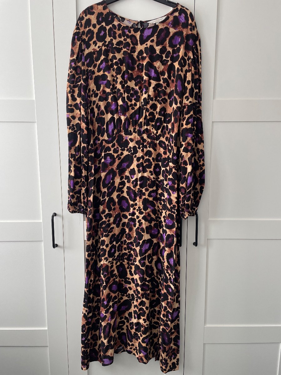 Stunning 💕 Love & Roses Animal Print Long Sleeve Dress With Spilt Size 18