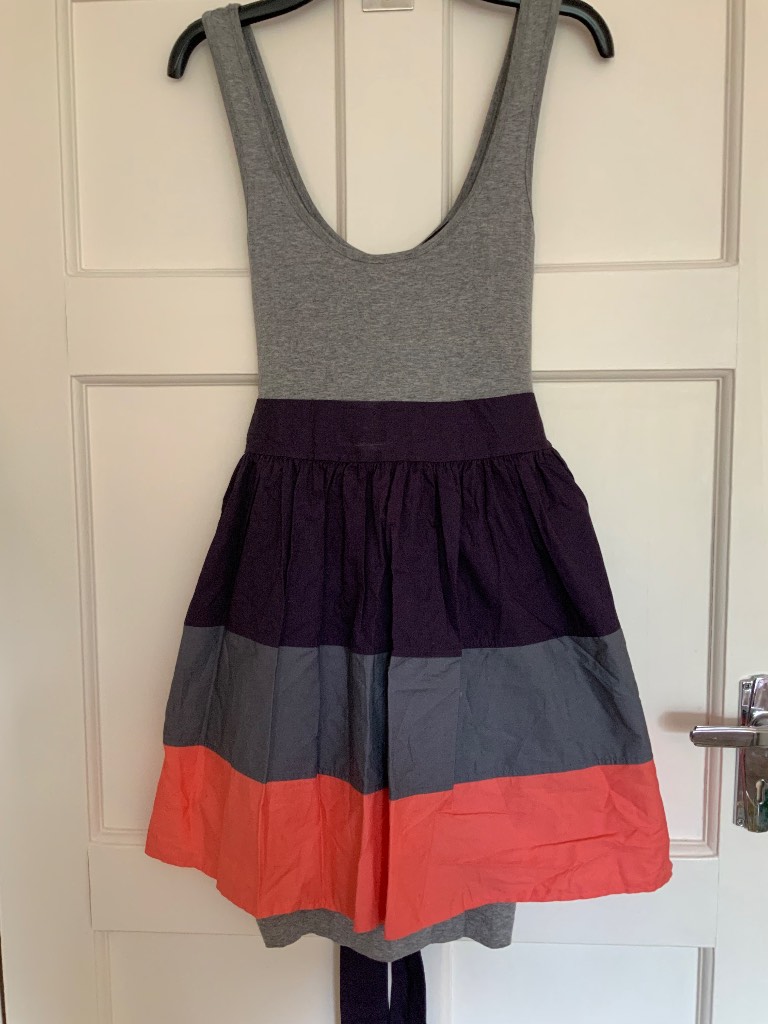 Top shop colourful striped tiered dress uk 8