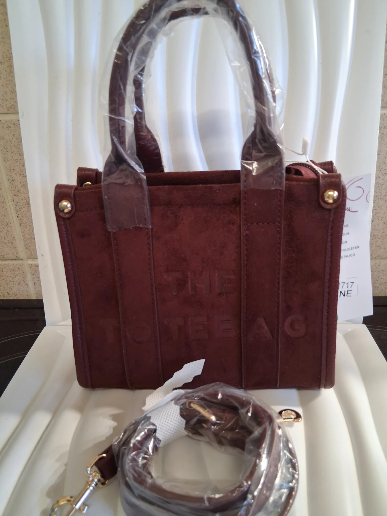 Womens suede wine mini hand bag new