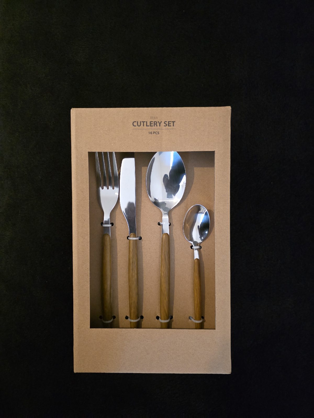 16 pieces modern cutlery set abs wooden handle