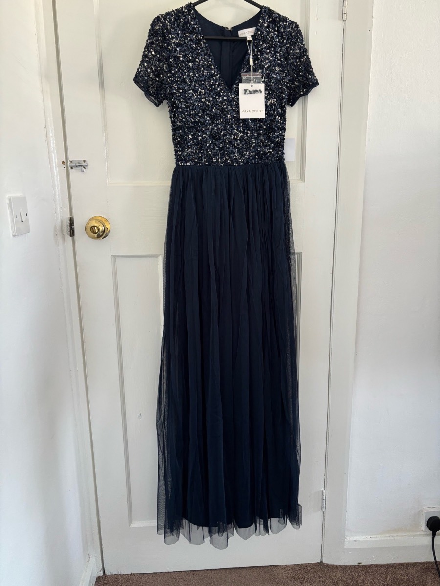 BNWT Navy Maya sequin cap sleeve dress