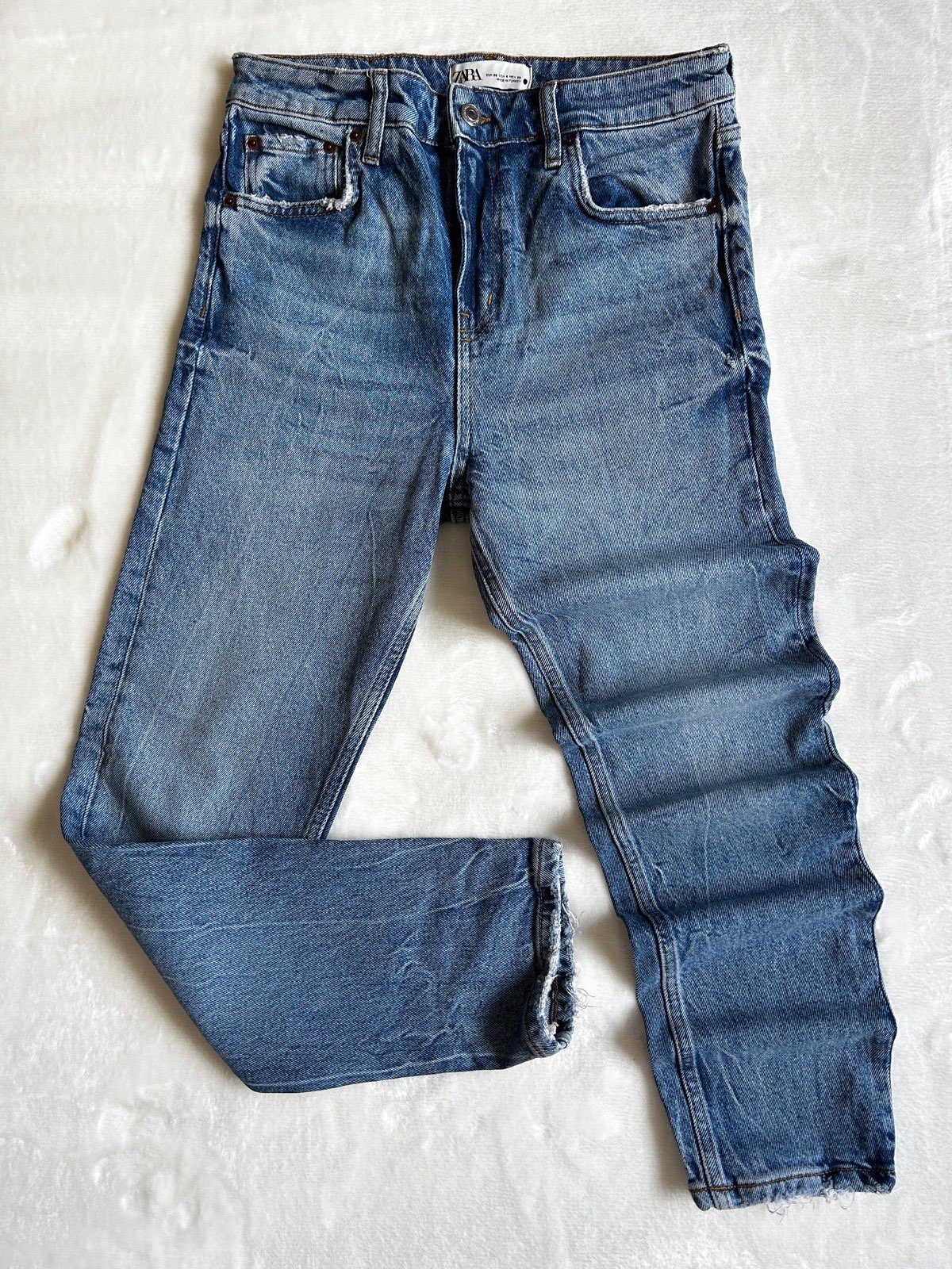 Zara Medium Wash Distressed Denim Jeans EUR 38 UK 8