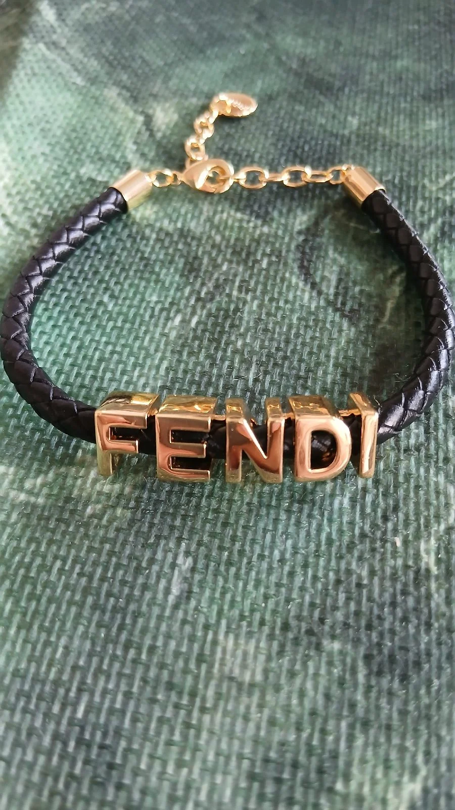 Black braided leather bracelet - Adjustable size