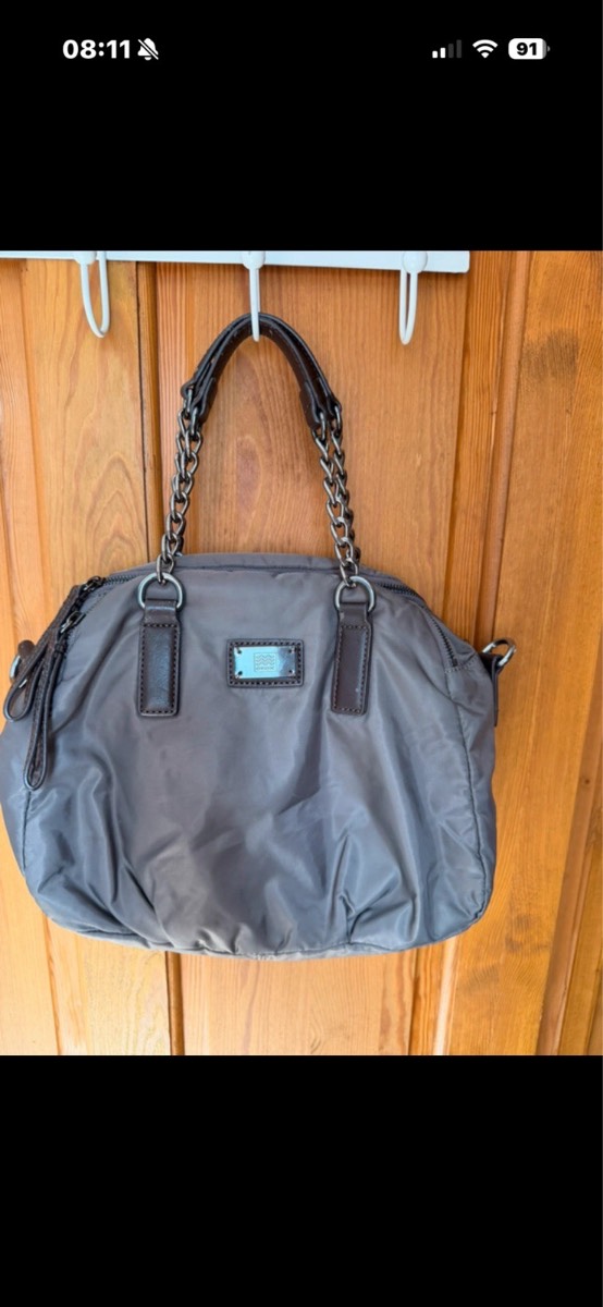 Geox nylon brown/silver tone hand bag
