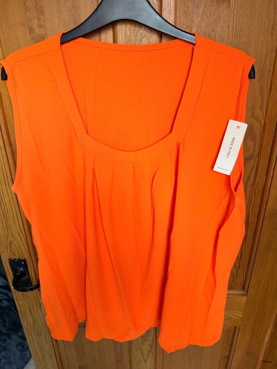 Made in Italy orange sleeveless vest/blouse new with tags one size