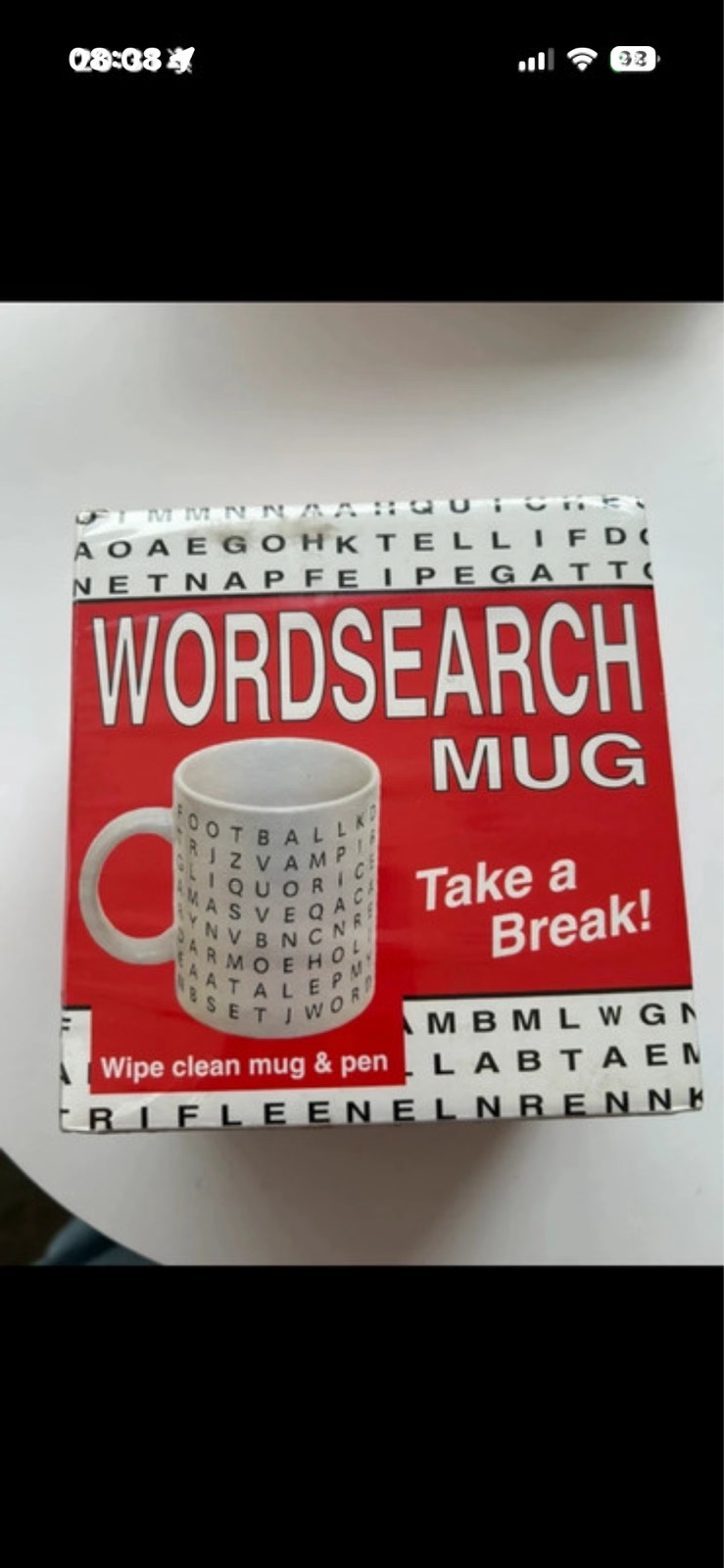 Brand new & sealed word search themed cup/mug